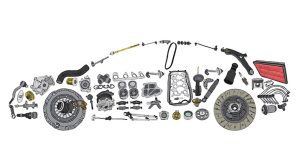 Vehicle outlined with car parts