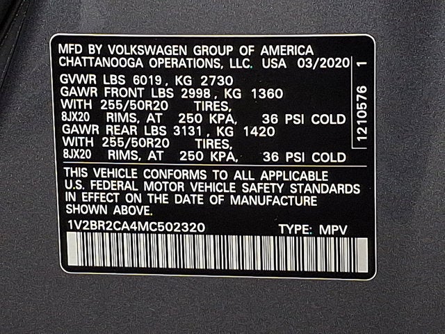 2021 Volkswagen Atlas 3.6L V6 SEL