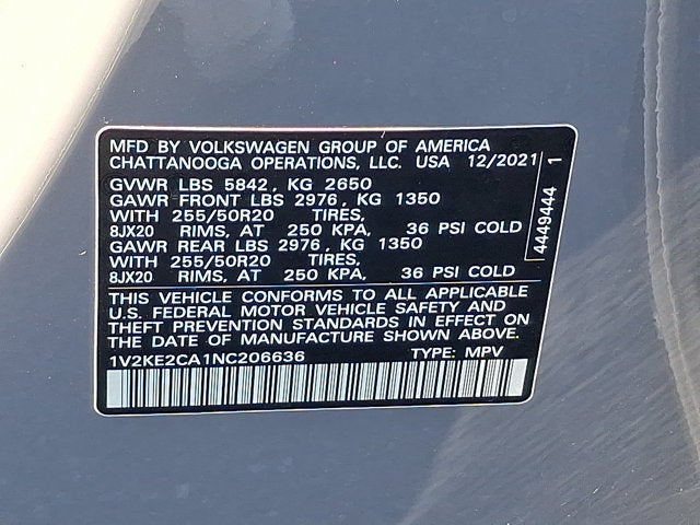 2022 Volkswagen Atlas Cross Sport 3.6L V6 SE w/Technology