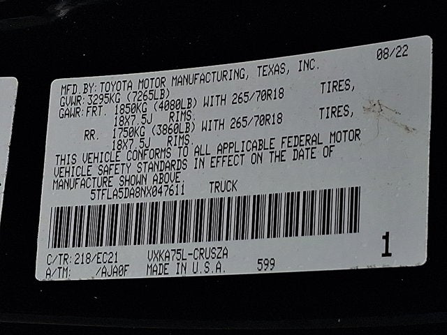 2022 Toyota Tundra 4WD SR5