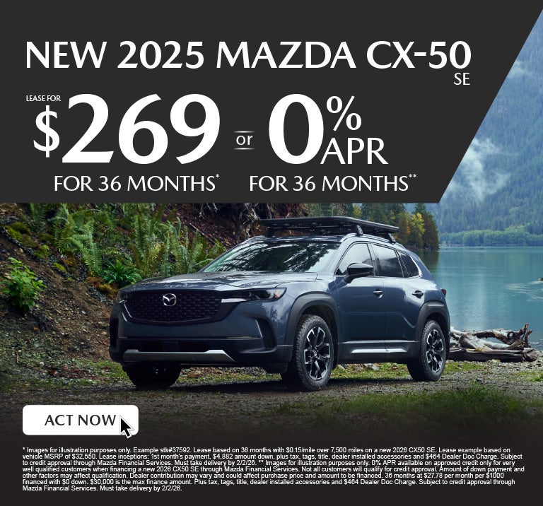 NEW 2026 CX50 SE	" LEASE FOR $269/ mo for 36 months* or 0% 