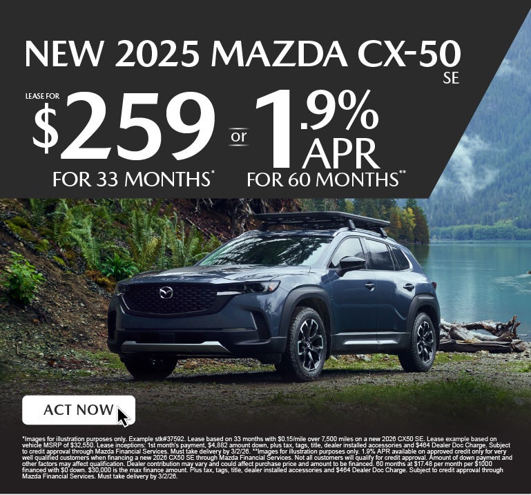 NEW 2026 CX50 SE	" LEASE FOR $259/ mo for 33 months* or 1.9