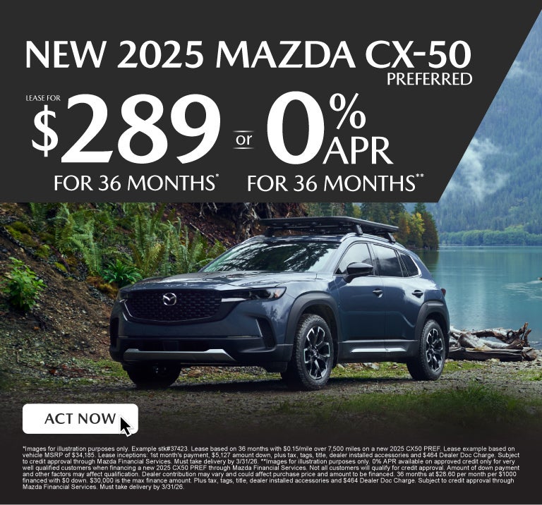 NEW 2025 CX50 Preferred	" LEASE FOR $289/ mo for 36 months* 