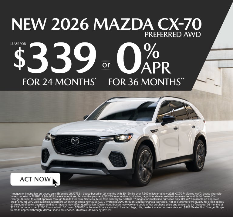 NEW 2026 CX70 Preferred AWD	" LEASE FOR $339/ mo for 24 mont