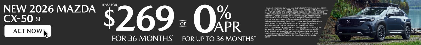 "New 2025 Mazda CX-5 SE " "LEASE FOR $269* or 0% APR**